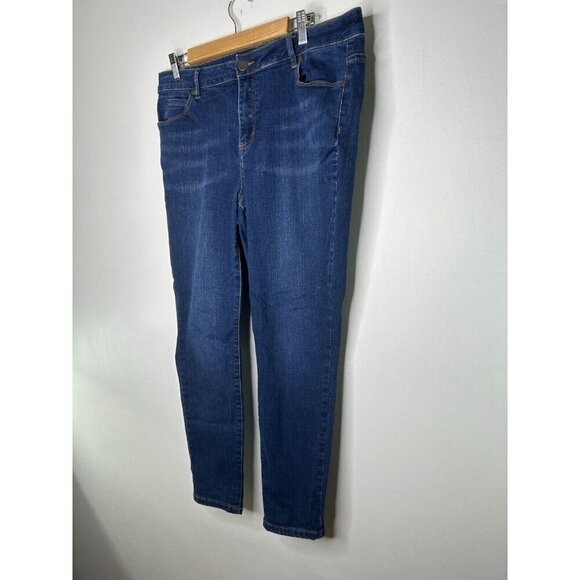 Tahari Jeans Women’s Kelly Mid Rise Skinny Medium Wash Blue Denim Size 16W - Picture 2 of 10